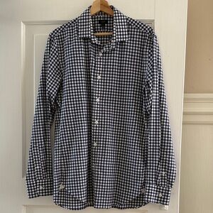 J. Crew Navy and White Gingham Shirt